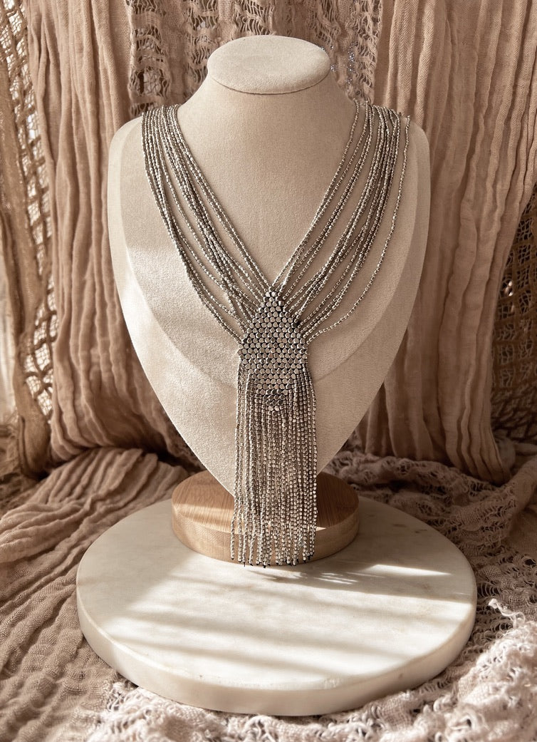 Brass Diamond Tassel Necklace