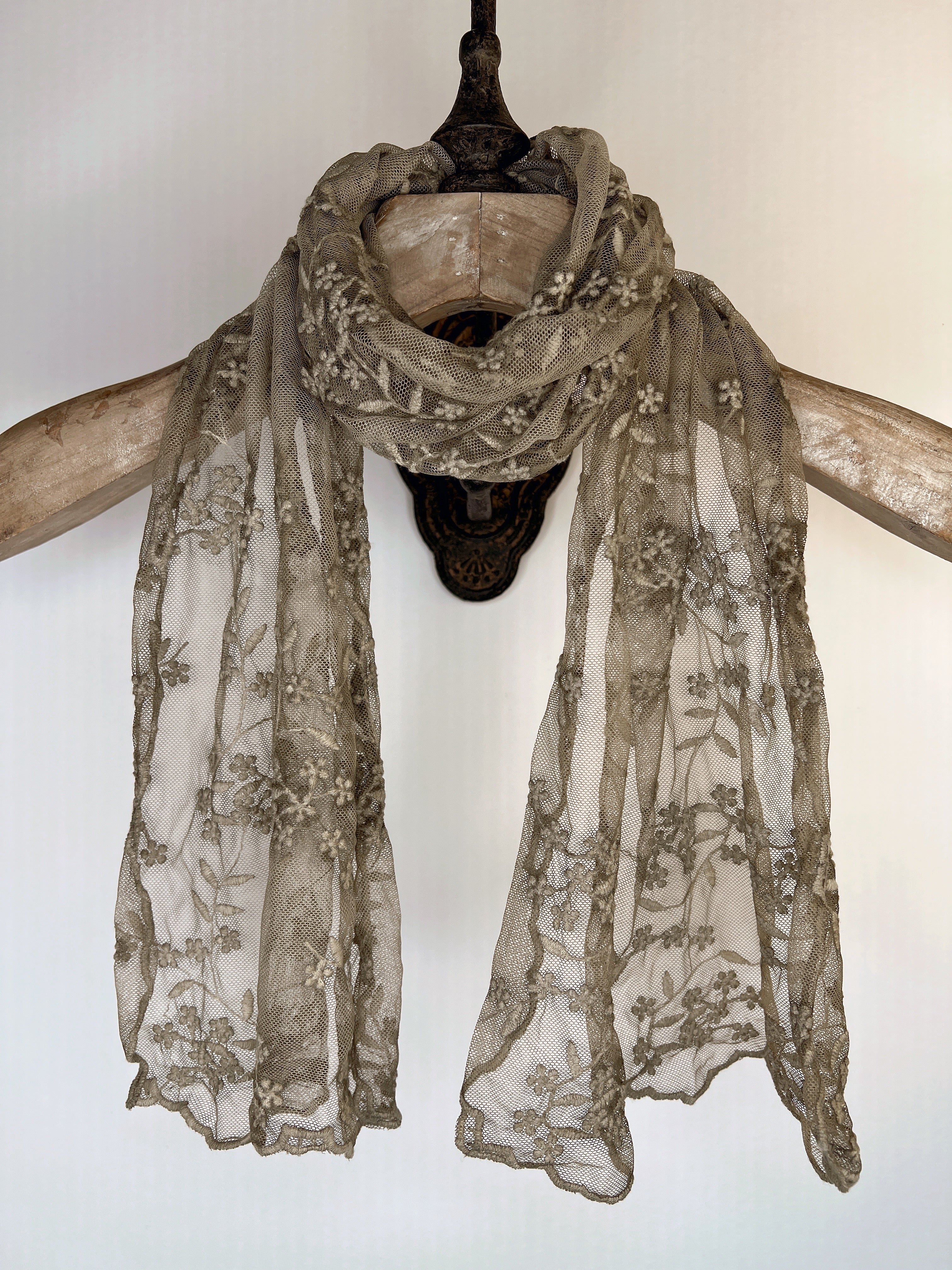 Blossom Embroidered Lace Scarf