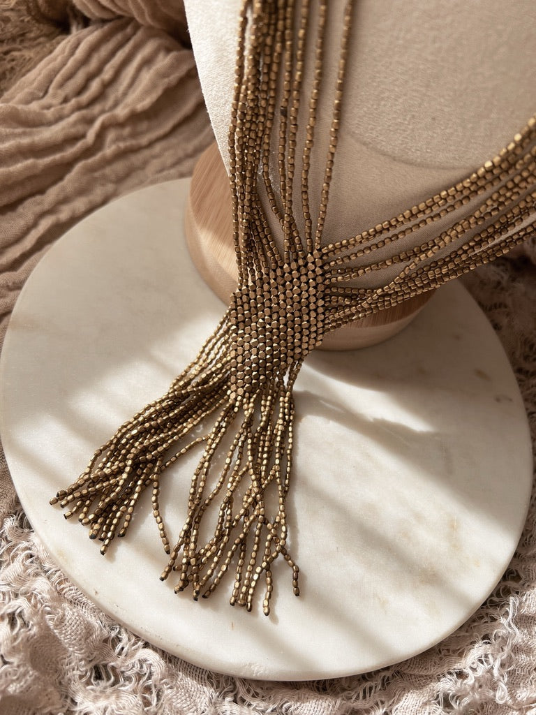 Brass Diamond Tassel Necklace