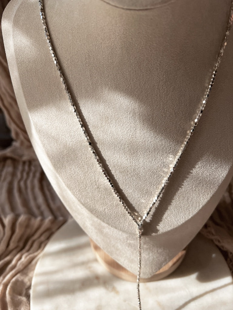 Brass Beaded Lariat Necklace