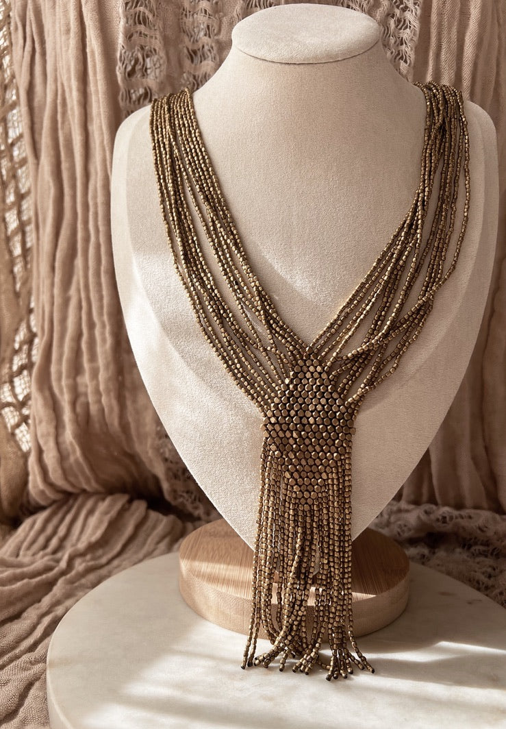 Brass Diamond Tassel Necklace