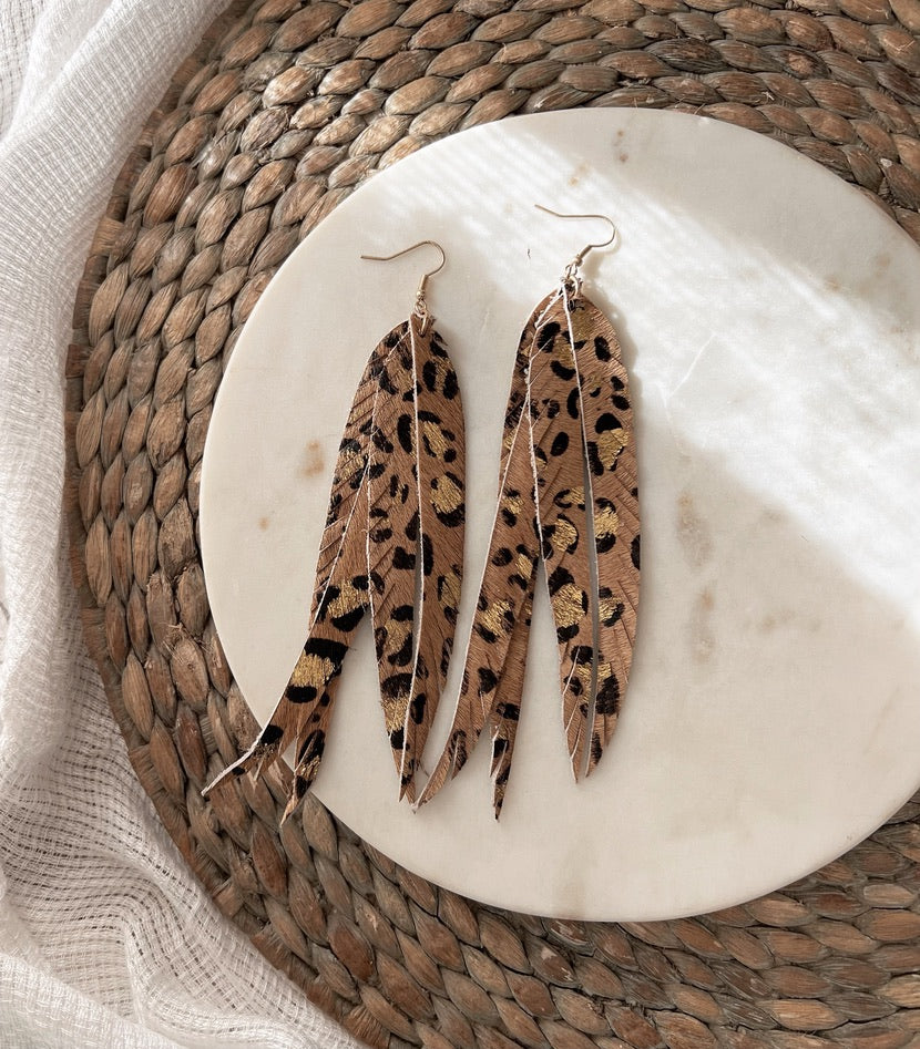 Rock N Roll Earrings Brown Leopard