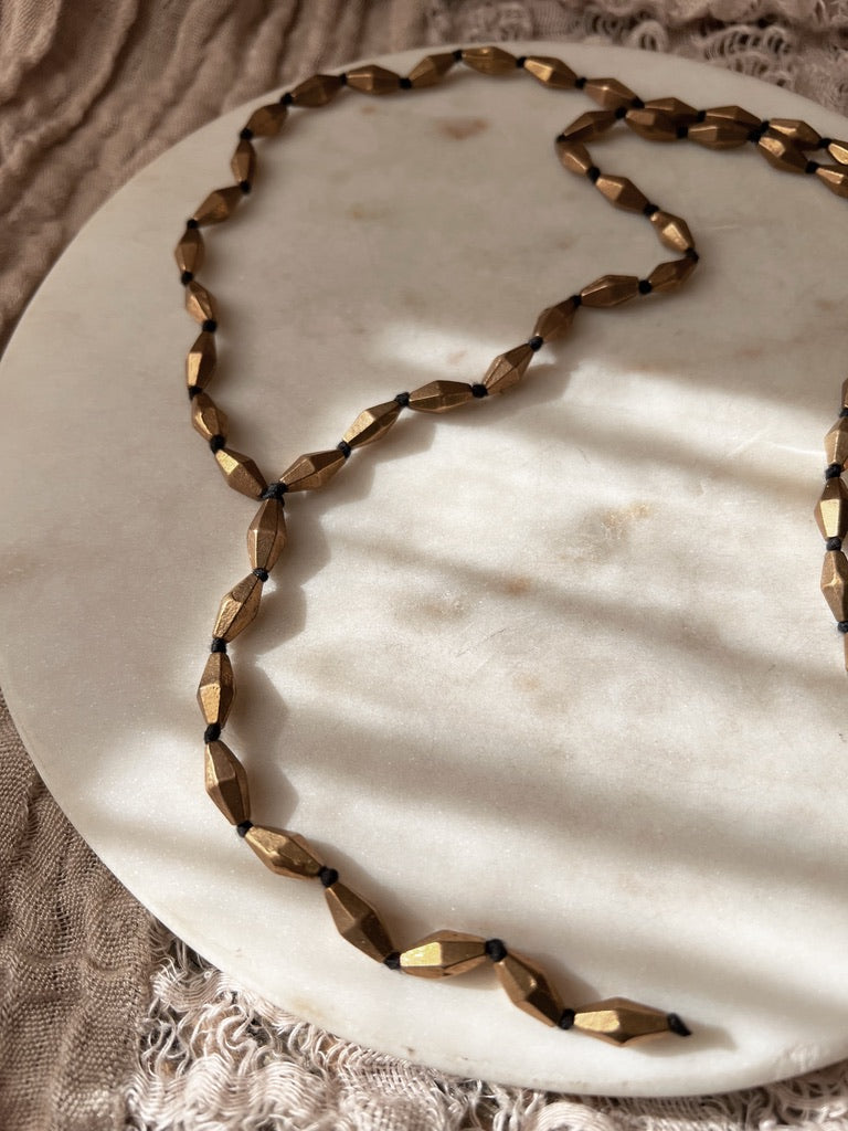 Nolan Brass Beaded Lariat Necklace