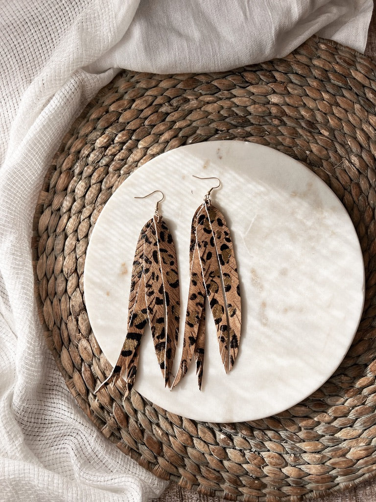 Rock N Roll Earrings Brown Leopard