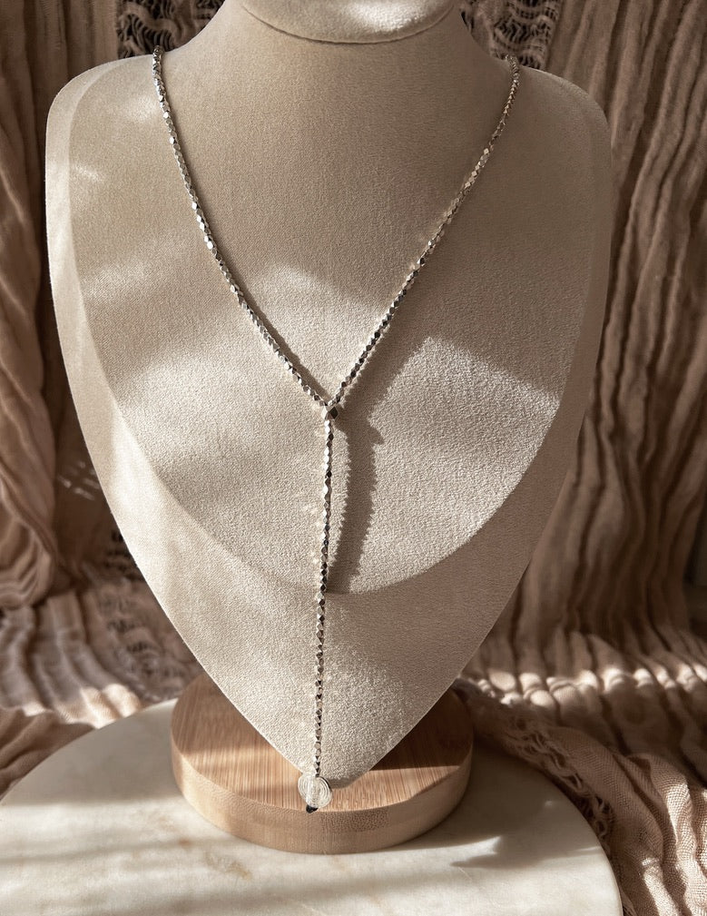 Brass Beaded Lariat Necklace